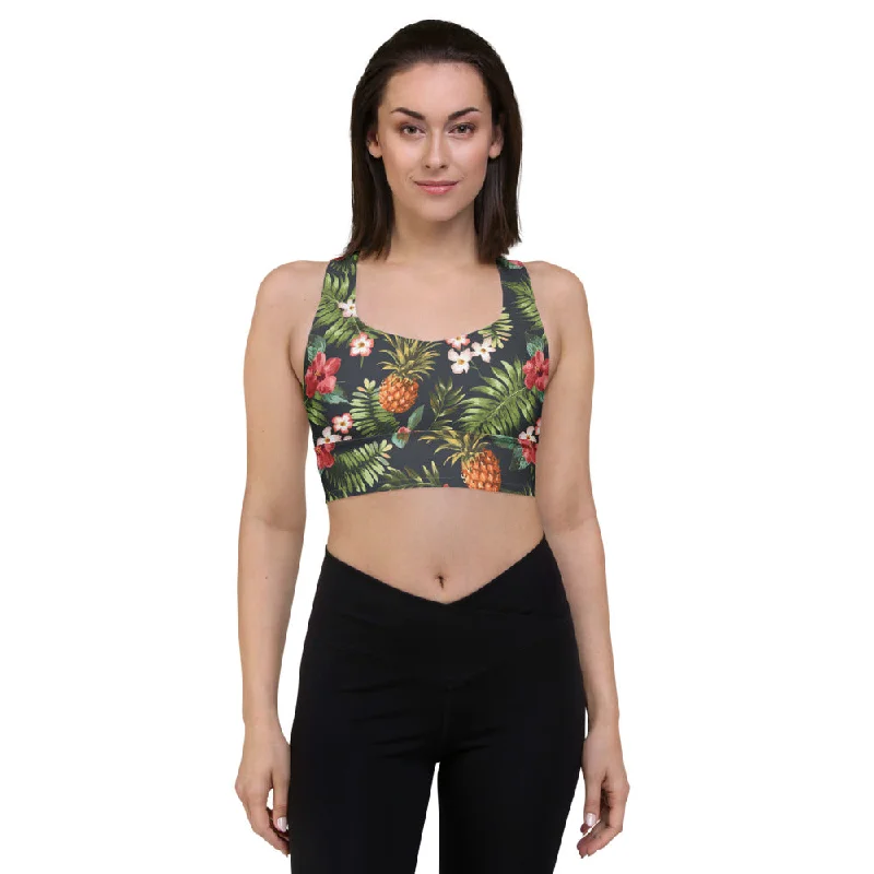 Hawaiian Print Longline sports bra