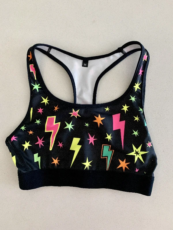 Neon Stars & Strikes Sports Bra