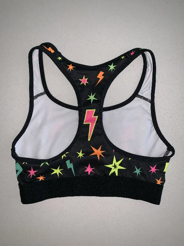 Neon Stars & Strikes Sports Bra