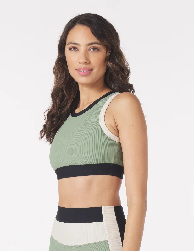 Socialite Bra: Sage Black/Oatmilk Trim