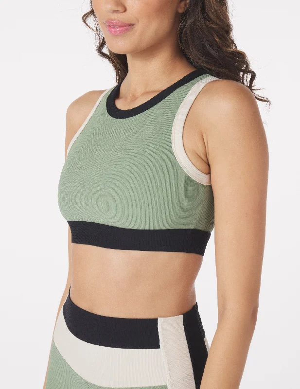 Socialite Bra: Sage Black/Oatmilk Trim