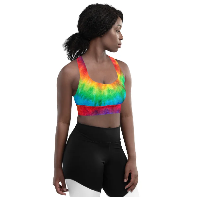 Tie Die Rainbow Longline sports bra